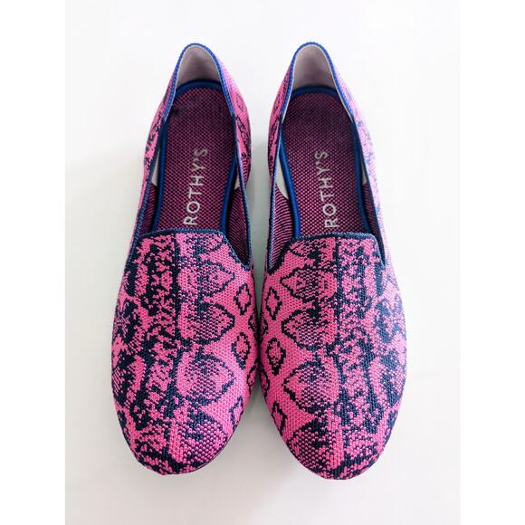 EUC Women's Rothy's The Loafer Fuchsia Navy Snake Limited Edition Size 10 - Picture 4 of 7